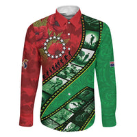 Personalised Cook Islands ANZAC 1915-2026 Filmstrip Family Matching Summer Maxi Dress and Hawaiian Shirt Lest We Forget 25 April LT9 Dad's Shirt - Long Sleeve Green - Polynesian Pride