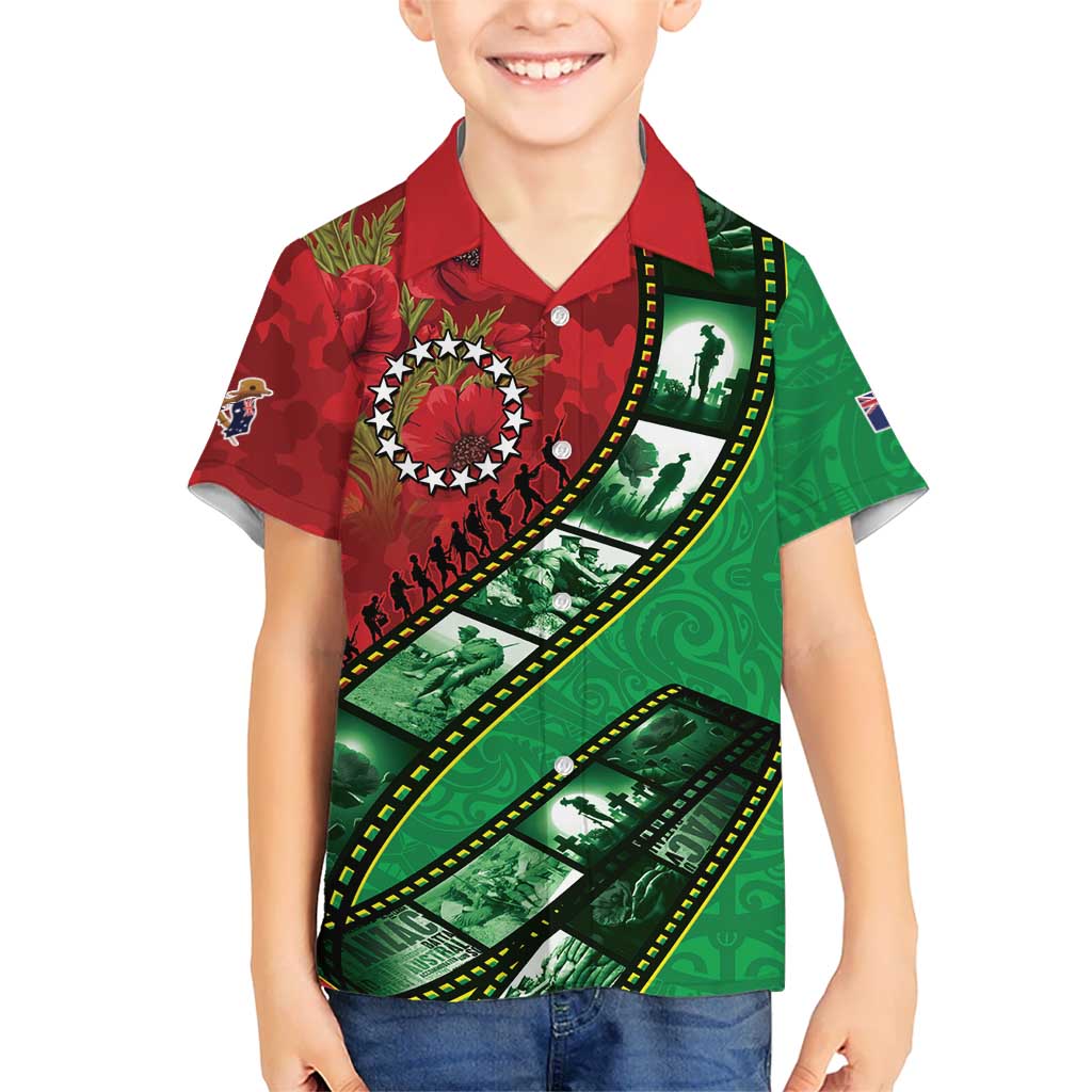 Personalised Cook Islands ANZAC 1915-2026 Filmstrip Hawaiian Shirt Lest We Forget 25 April LT9 - Polynesian Pride