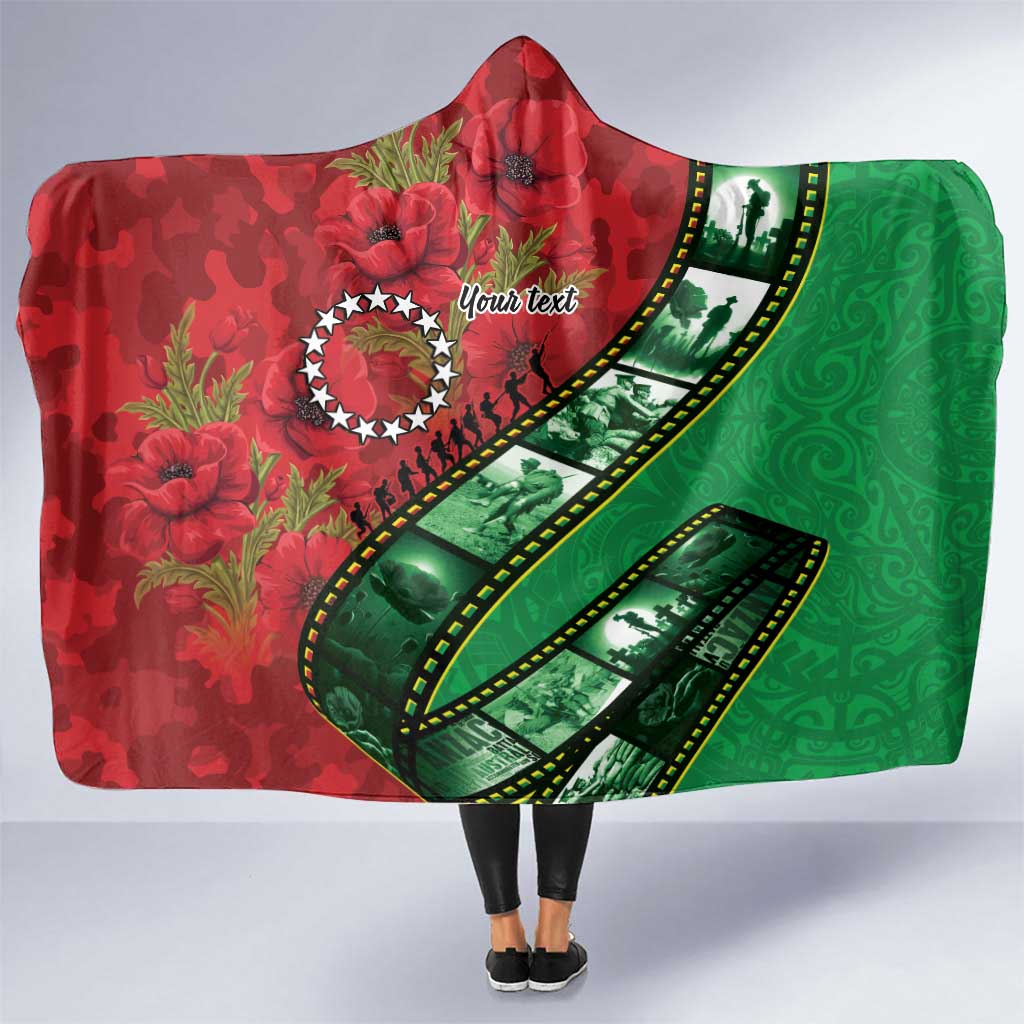 Personalised Cook Islands ANZAC 1915-2026 Filmstrip Hooded Blanket Lest We Forget 25 April