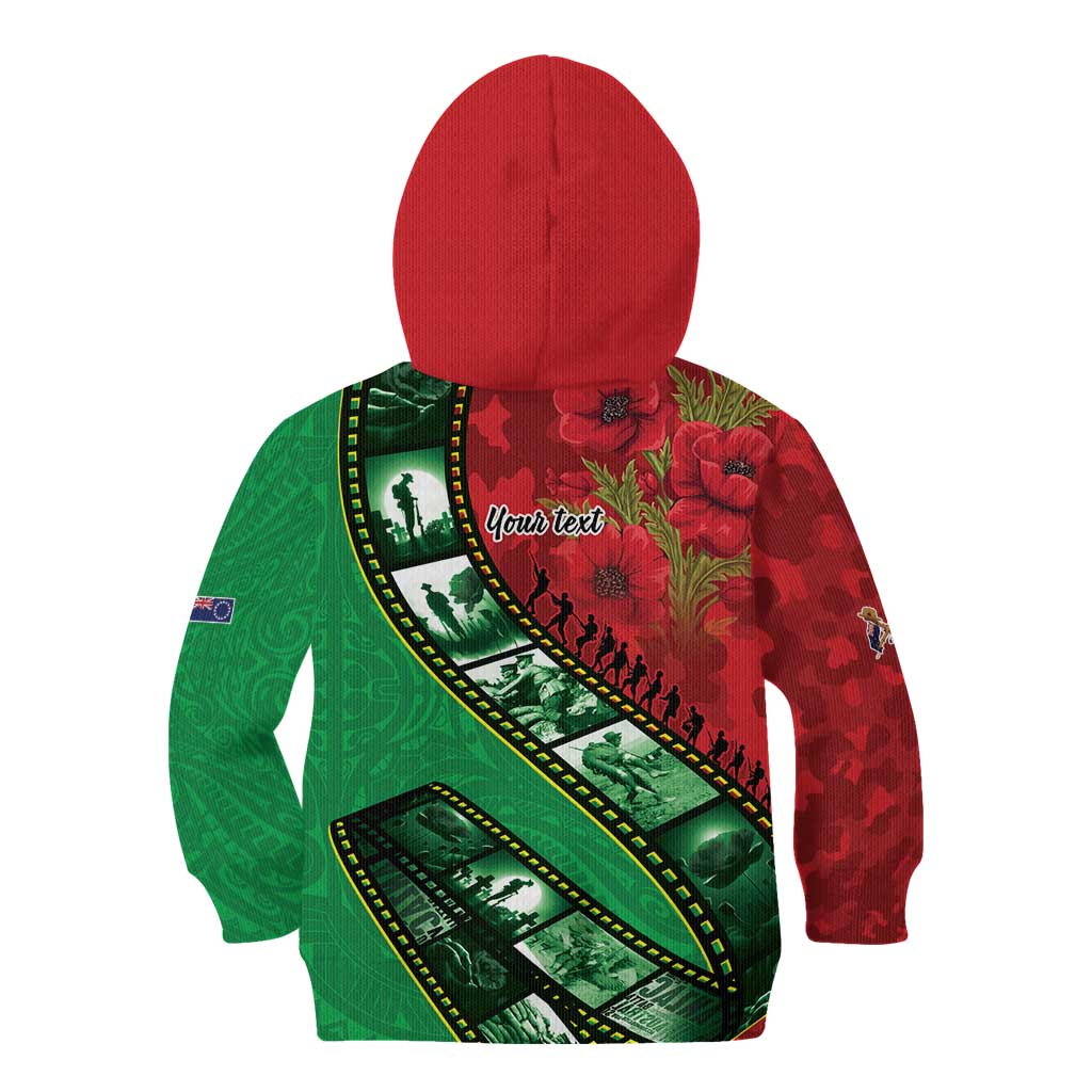 Personalised Cook Islands ANZAC 1915-2026 Filmstrip Kid Hoodie Lest We Forget 25 April LT9 - Polynesian Pride