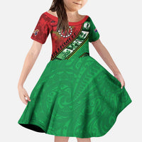 Personalised Cook Islands ANZAC 1915-2026 Filmstrip Kid Short Sleeve Dress Lest We Forget 25 April LT9 KID Green - Polynesian Pride