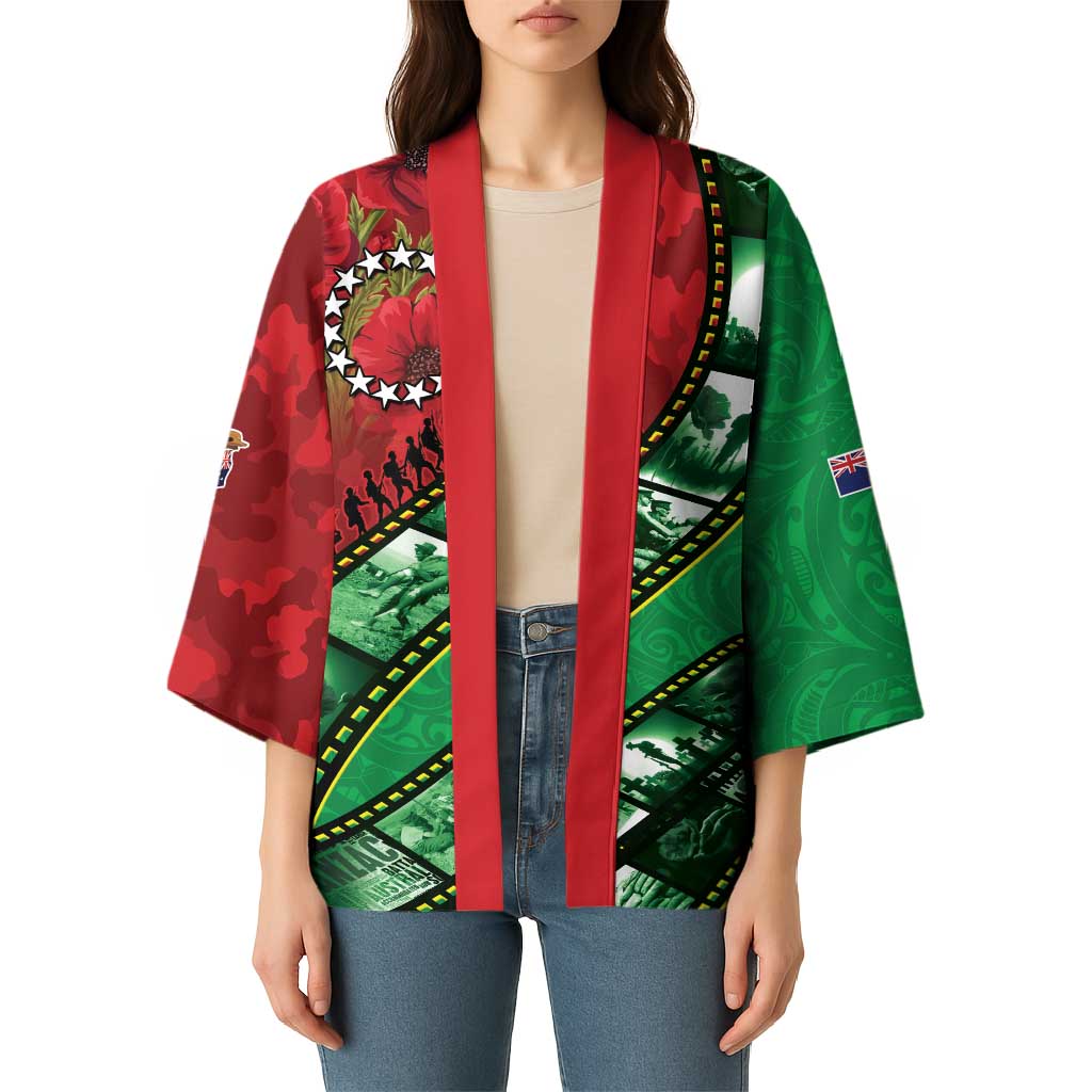 Personalised Cook Islands ANZAC 1915-2026 Filmstrip Kimono Lest We Forget 25 April