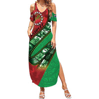 Personalised Cook Islands ANZAC 1915-2026 Filmstrip Summer Maxi Dress Lest We Forget 25 April LT9 Women Green - Polynesian Pride