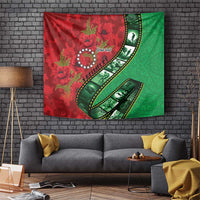 Personalised Cook Islands ANZAC 1915-2026 Filmstrip Tapestry Lest We Forget 25 April LT9 Green - Polynesian Pride