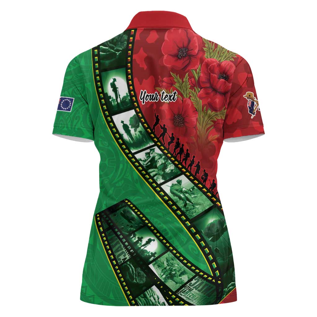 Personalised Cook Islands ANZAC 1915-2026 Filmstrip Women Polo Shirt Lest We Forget 25 April LT9 - Polynesian Pride