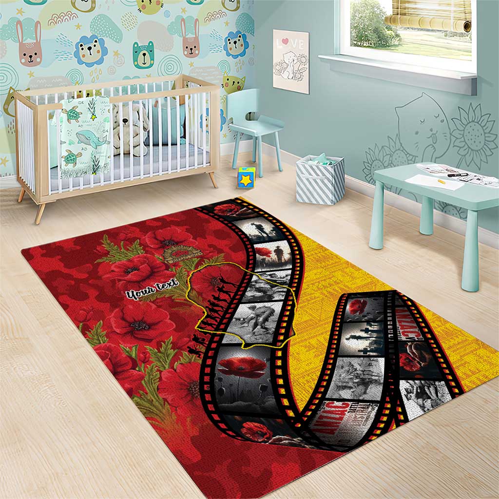 Personalised Niue ANZAC 1915-2026 Filmstrip Area Rug Lest We Forget 25 April LT9 - Polynesian Pride