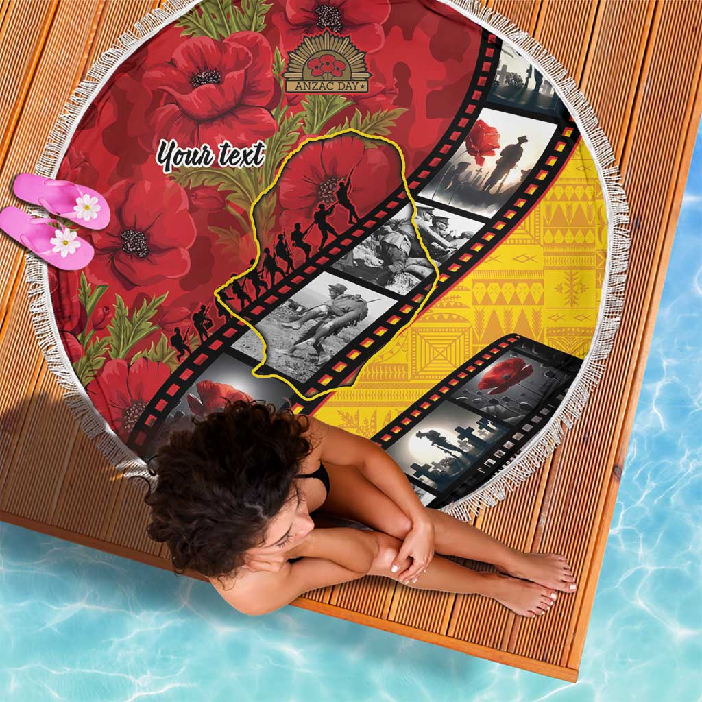 Personalised Niue ANZAC 1915-2026 Filmstrip Beach Blanket Lest We Forget 25 April LT9 - Polynesian Pride