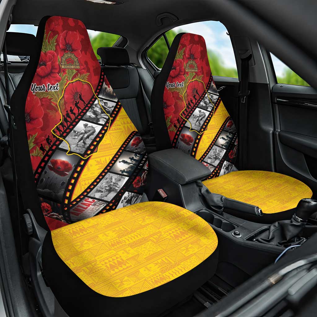 Personalised Niue ANZAC 1915-2026 Filmstrip Car Seat Cover Lest We Forget 25 April LT9 One Size Gold - Polynesian Pride
