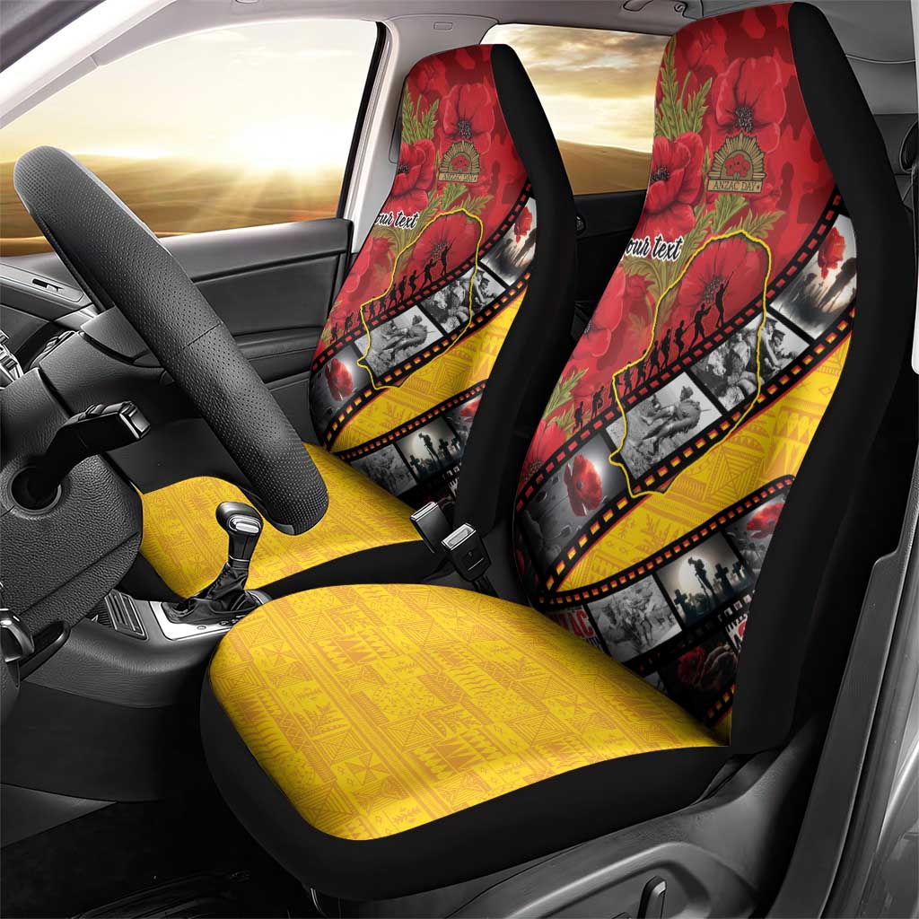 Personalised Niue ANZAC 1915-2026 Filmstrip Car Seat Cover Lest We Forget 25 April LT9 - Polynesian Pride