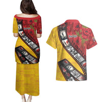 Personalised Niue ANZAC 1915-2026 Filmstrip Couples Matching Puletasi and Hawaiian Shirt Lest We Forget 25 April LT9 - Polynesian Pride