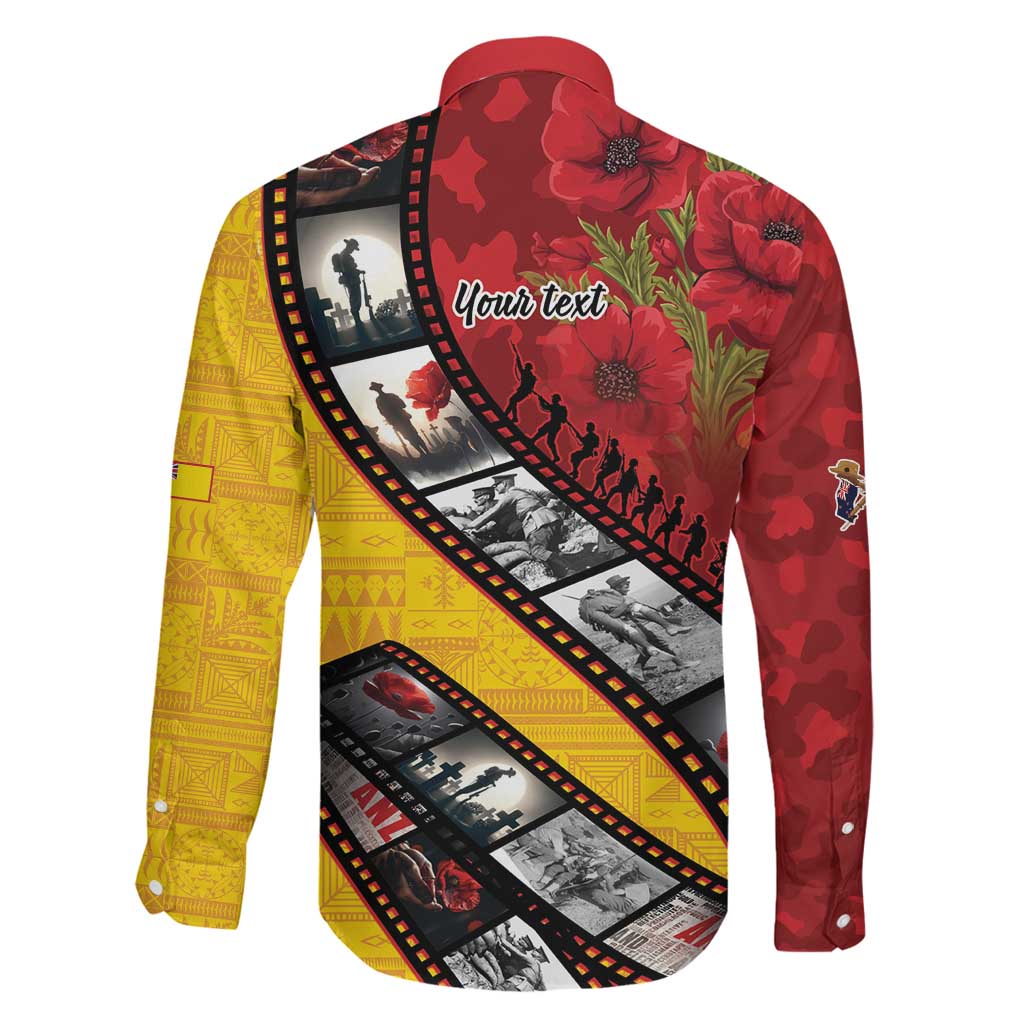 Personalised Niue ANZAC 1915-2026 Filmstrip Family Matching Puletasi and Hawaiian Shirt Lest We Forget 25 April LT9 - Polynesian Pride