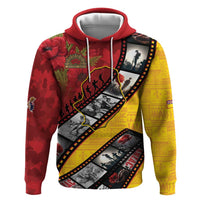 Personalised Niue ANZAC 1915-2026 Filmstrip Hoodie Lest We Forget 25 April LT9 Pullover Hoodie Gold - Polynesian Pride