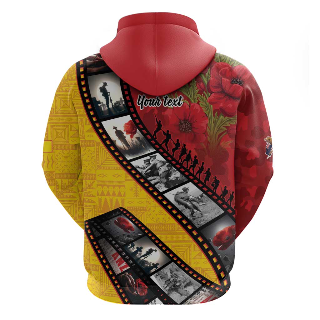 Personalised Niue ANZAC 1915-2026 Filmstrip Hoodie Lest We Forget 25 April LT9 - Polynesian Pride