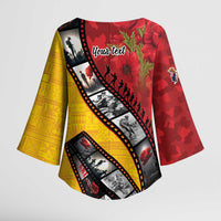 Personalised Niue ANZAC 1915-2026 Filmstrip Kimono Sleeve Blouse Lest We Forget 25 April