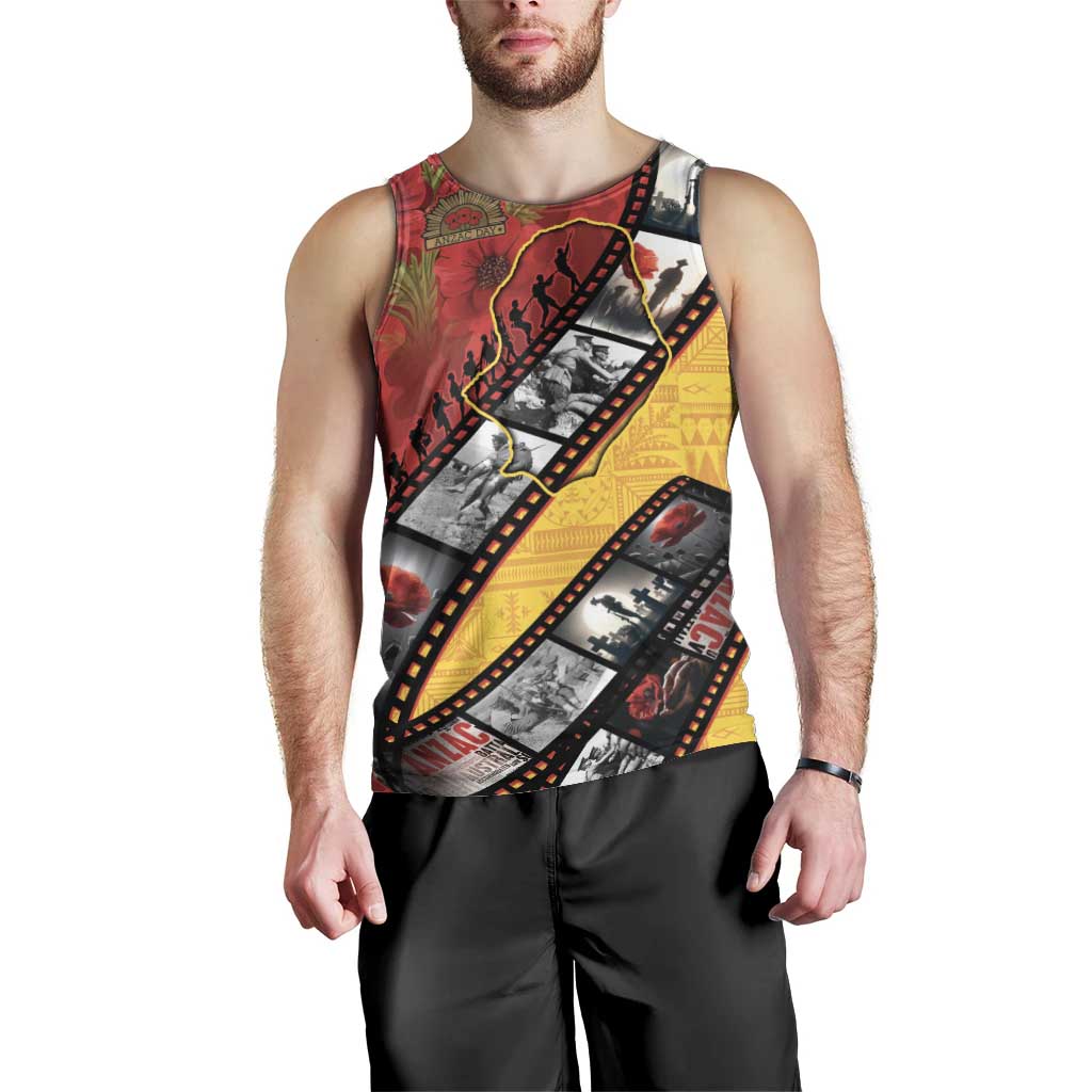 Personalised Niue ANZAC 1915-2026 Filmstrip Men Tank Top Lest We Forget 25 April