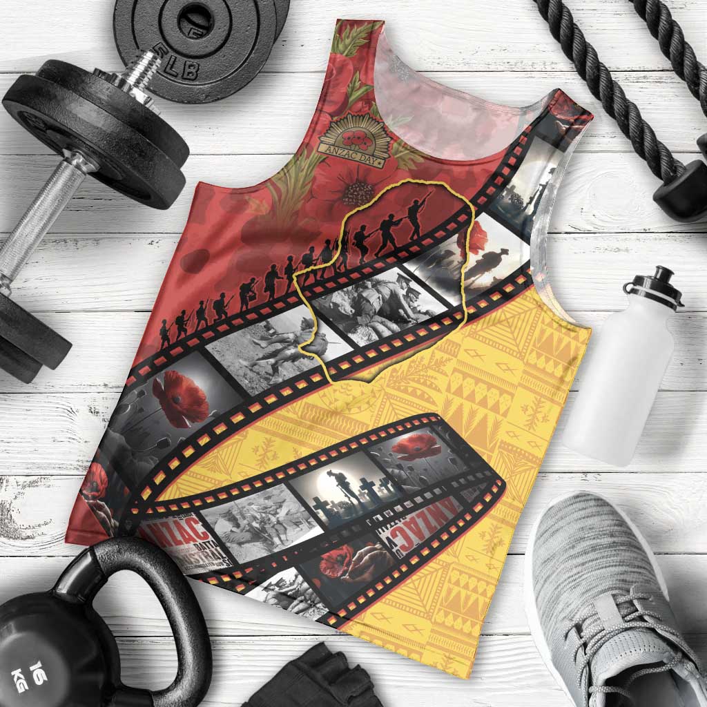 Personalised Niue ANZAC 1915-2026 Filmstrip Men Tank Top Lest We Forget 25 April