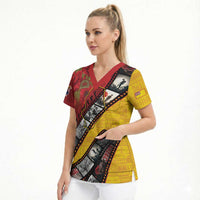 Personalised Niue ANZAC 1915-2026 Filmstrip Scrub Top Lest We Forget 25 April LT9 - Polynesian Pride