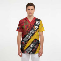 Personalised Niue ANZAC 1915-2026 Filmstrip Scrub Top Lest We Forget 25 April LT9 - Polynesian Pride