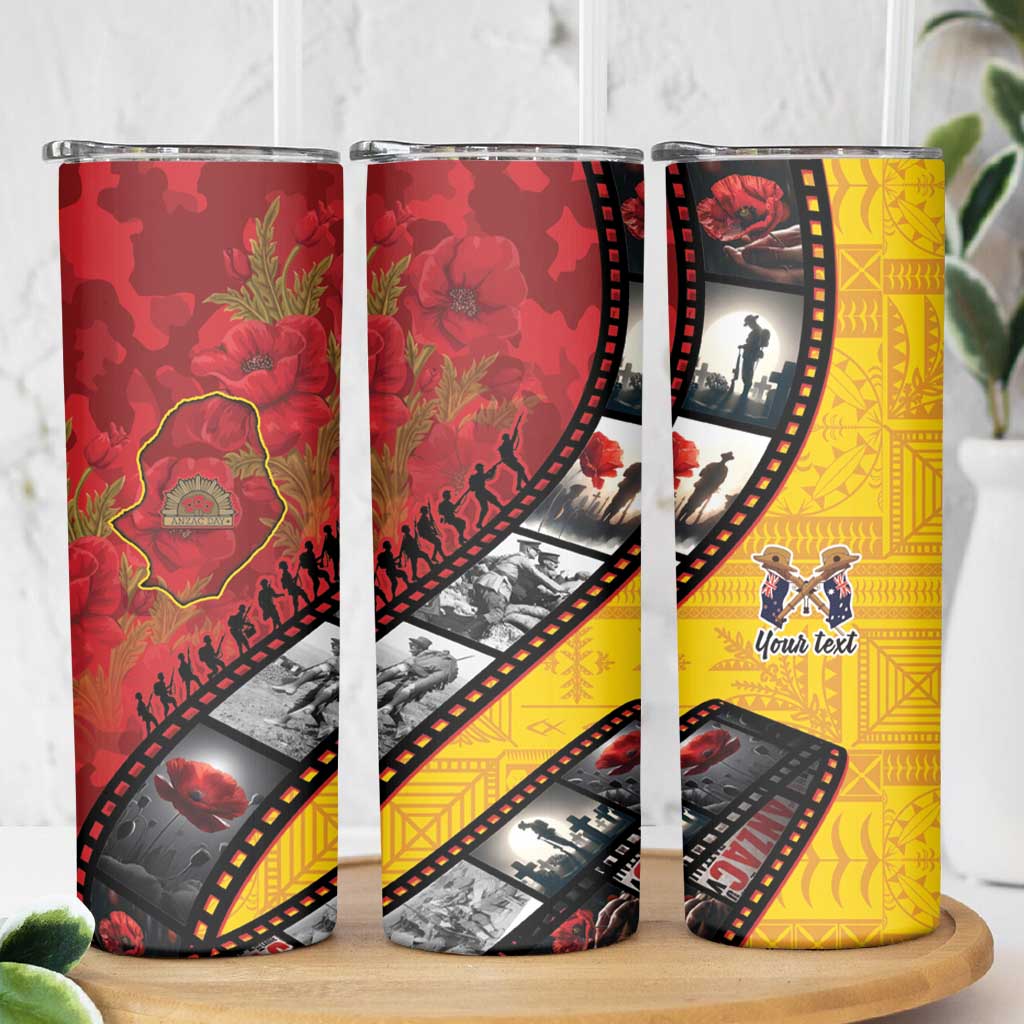 Personalised Niue ANZAC 1915-2026 Filmstrip Skinny Tumbler Lest We Forget 25 April LT9 - Polynesian Pride