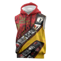 Personalised Niue ANZAC 1915-2026 Filmstrip Sleeveless Hoodie Lest We Forget 25 April LT9 Gold - Polynesian Pride