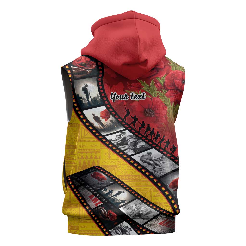 Personalised Niue ANZAC 1915-2026 Filmstrip Sleeveless Zip Hoodie Lest We Forget 25 April LT9 - Polynesian Pride