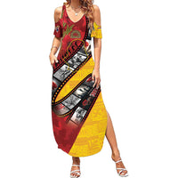 Personalised Niue ANZAC 1915-2026 Filmstrip Summer Maxi Dress Lest We Forget 25 April LT9 Women Gold - Polynesian Pride