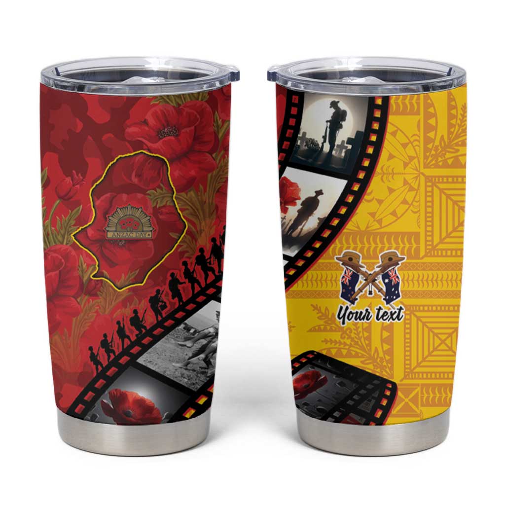Personalised Niue ANZAC 1915-2026 Filmstrip Tumbler Cup Lest We Forget 25 April LT9 Gold - Polynesian Pride