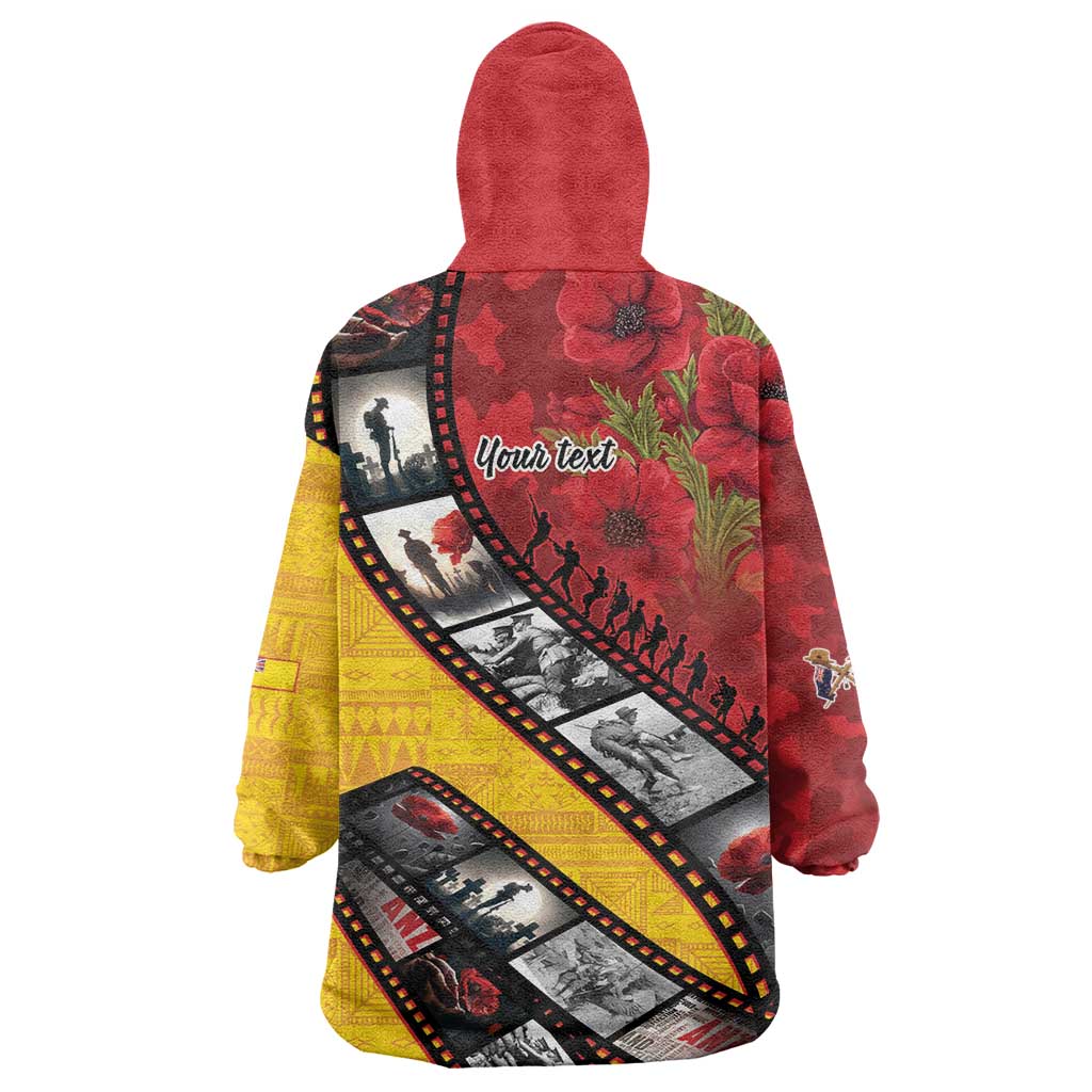 Personalised Niue ANZAC 1915-2026 Filmstrip Wearable Blanket Hoodie Lest We Forget 25 April LT9 - Polynesian Pride
