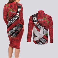 Personalised Tonga ANZAC 1915-2026 Filmstrip Couples Matching Long Sleeve Bodycon Dress and Long Sleeve Button Shirt Lest We Forget 25 April LT9 - Polynesian Pride