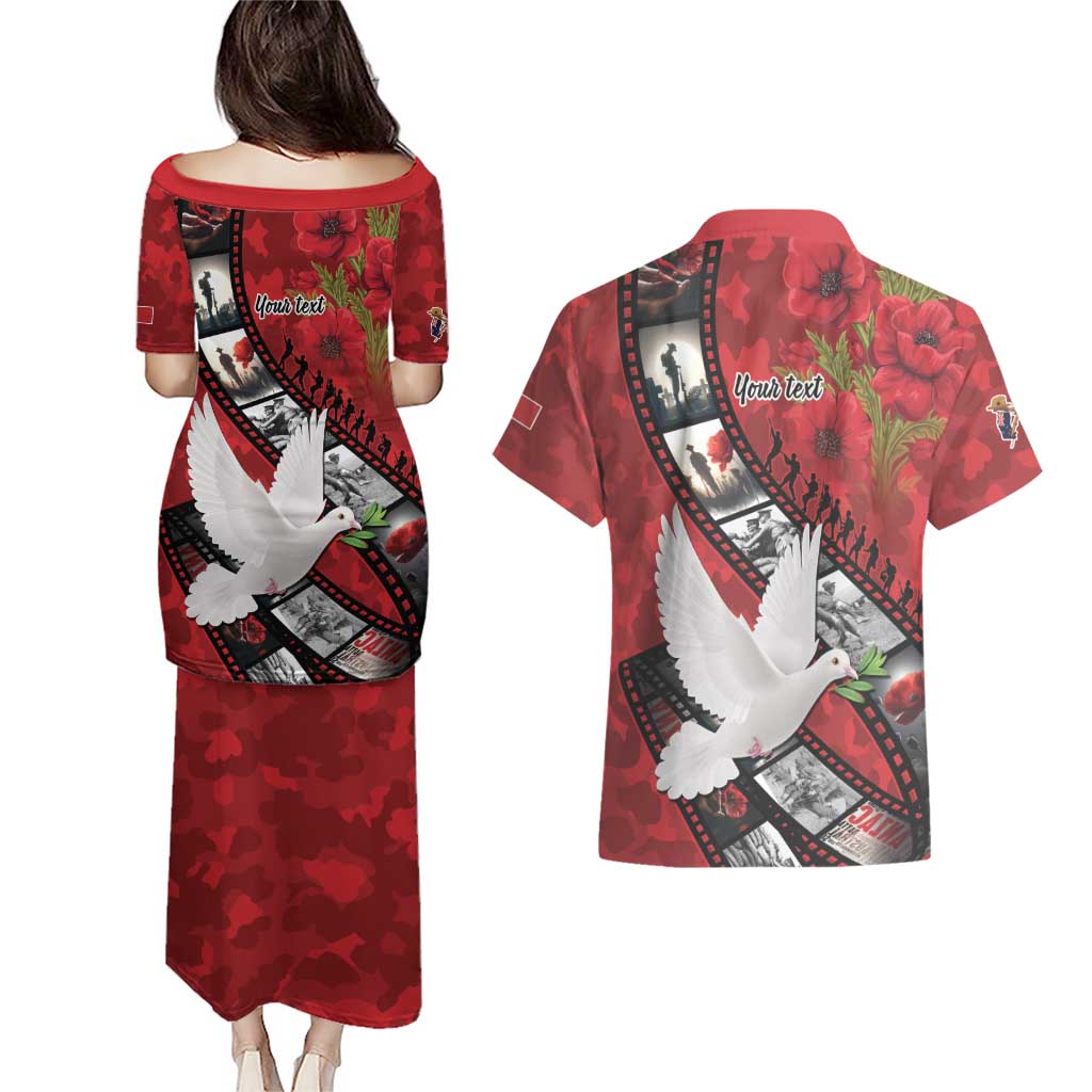 Personalised Tonga ANZAC 1915-2026 Filmstrip Couples Matching Puletasi and Hawaiian Shirt Lest We Forget 25 April LT9 - Polynesian Pride