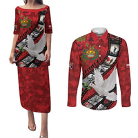 Personalised Tonga ANZAC 1915-2026 Filmstrip Couples Matching Puletasi and Long Sleeve Button Shirt Lest We Forget 25 April LT9 Red - Polynesian Pride