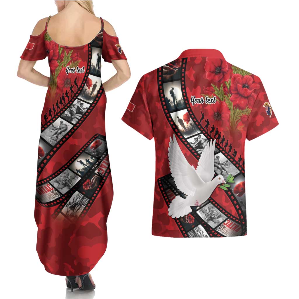 Personalised Tonga ANZAC 1915-2026 Filmstrip Couples Matching Summer Maxi Dress and Hawaiian Shirt Lest We Forget 25 April LT9 - Polynesian Pride