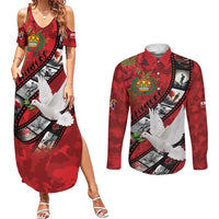 Personalised Tonga ANZAC 1915-2026 Filmstrip Couples Matching Summer Maxi Dress and Long Sleeve Button Shirt Lest We Forget 25 April LT9 Red - Polynesian Pride