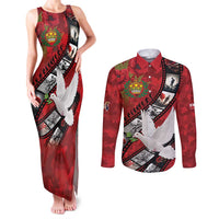 Personalised Tonga ANZAC 1915-2026 Filmstrip Couples Matching Tank Maxi Dress and Long Sleeve Button Shirt Lest We Forget 25 April LT9 Red - Polynesian Pride