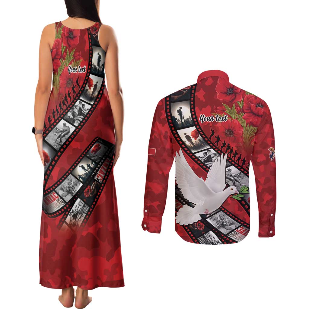 Personalised Tonga ANZAC 1915-2026 Filmstrip Couples Matching Tank Maxi Dress and Long Sleeve Button Shirt Lest We Forget 25 April LT9 - Polynesian Pride