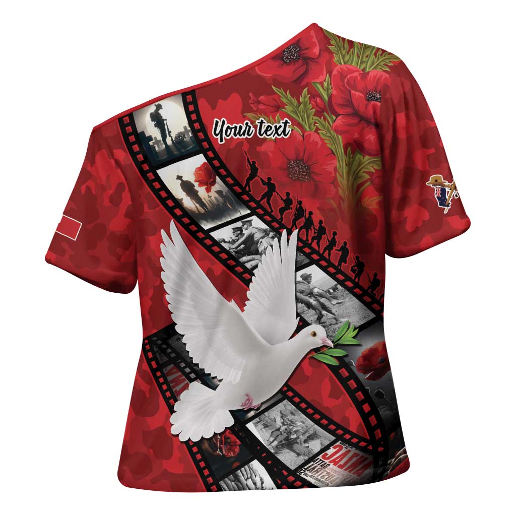 Personalised Tonga ANZAC 1915-2026 Filmstrip Cross Shoulder Shirt Lest We Forget 25 April