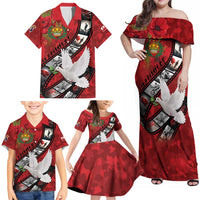 Personalised Tonga ANZAC 1915-2026 Filmstrip Family Matching Off Shoulder Maxi Dress and Hawaiian Shirt Lest We Forget 25 April LT9 - Polynesian Pride