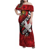 Personalised Tonga ANZAC 1915-2026 Filmstrip Family Matching Off Shoulder Maxi Dress and Hawaiian Shirt Lest We Forget 25 April LT9 Mom's Dress Red - Polynesian Pride