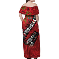 Personalised Tonga ANZAC 1915-2026 Filmstrip Family Matching Off Shoulder Maxi Dress and Hawaiian Shirt Lest We Forget 25 April LT9 - Polynesian Pride