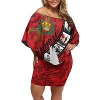 Personalised Tonga ANZAC 1915-2026 Filmstrip Family Matching Off Shoulder Short Dress and Hawaiian Shirt Lest We Forget 25 April LT9 Mom's Dress Red - Polynesian Pride