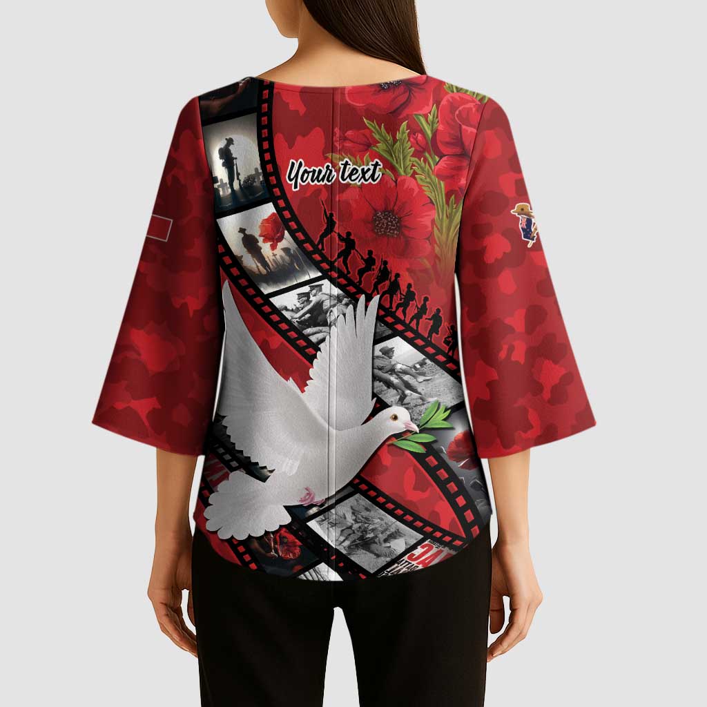 Personalised Tonga ANZAC 1915-2026 Filmstrip Kimono Sleeve Blouse Lest We Forget 25 April