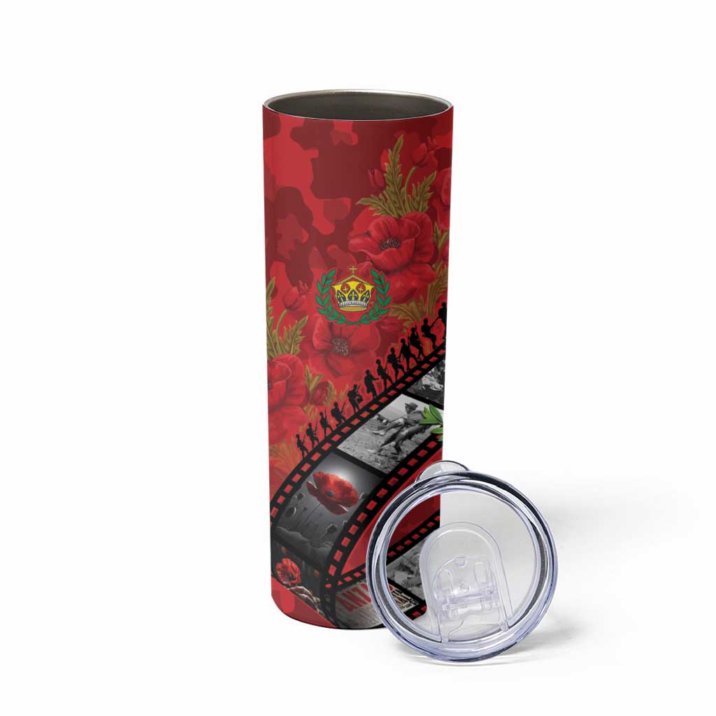Personalised Tonga ANZAC 1915-2026 Filmstrip Skinny Tumbler Lest We Forget 25 April LT9 - Polynesian Pride