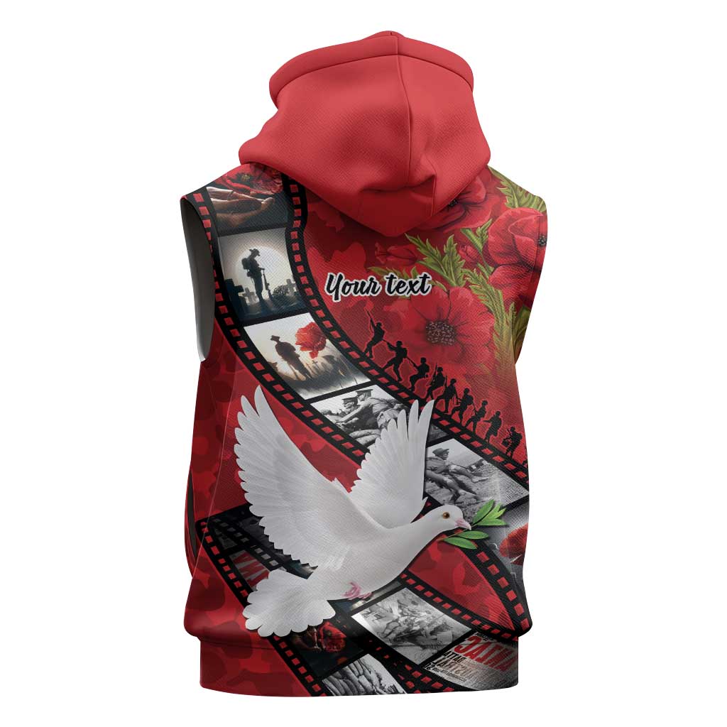 Personalised Tonga ANZAC 1915-2026 Filmstrip Sleeveless Zip Hoodie Lest We Forget 25 April LT9 - Polynesian Pride