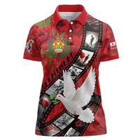 Personalised Tonga ANZAC 1915-2026 Filmstrip Women Polo Shirt Lest We Forget 25 April LT9 Female Red - Polynesian Pride