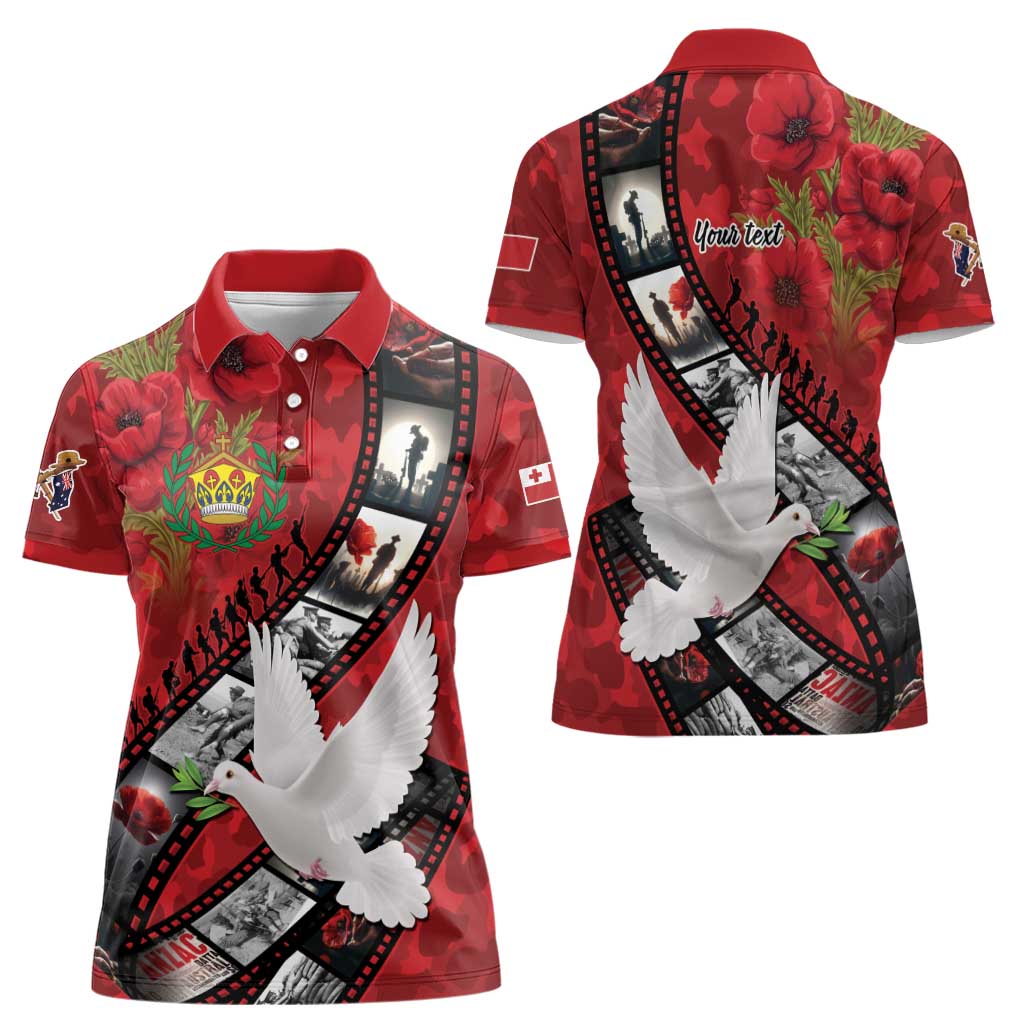 Personalised Tonga ANZAC 1915-2026 Filmstrip Women Polo Shirt Lest We Forget 25 April LT9 - Polynesian Pride