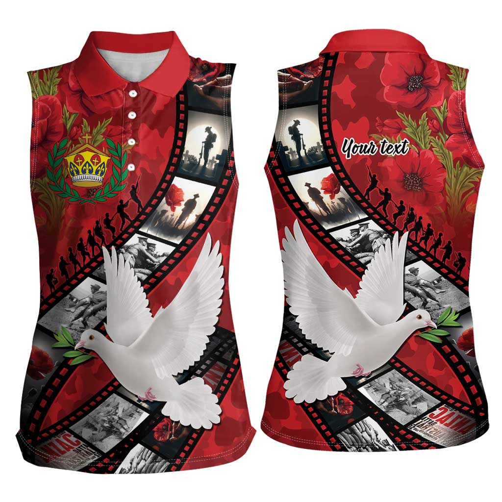 Personalised Tonga ANZAC 1915-2026 Filmstrip Women Sleeveless Polo Shirt Lest We Forget 25 April LT9 - Polynesian Pride