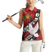 Personalised Tonga ANZAC 1915-2026 Filmstrip Women Sleeveless Polo Shirt Lest We Forget 25 April LT9 - Polynesian Pride