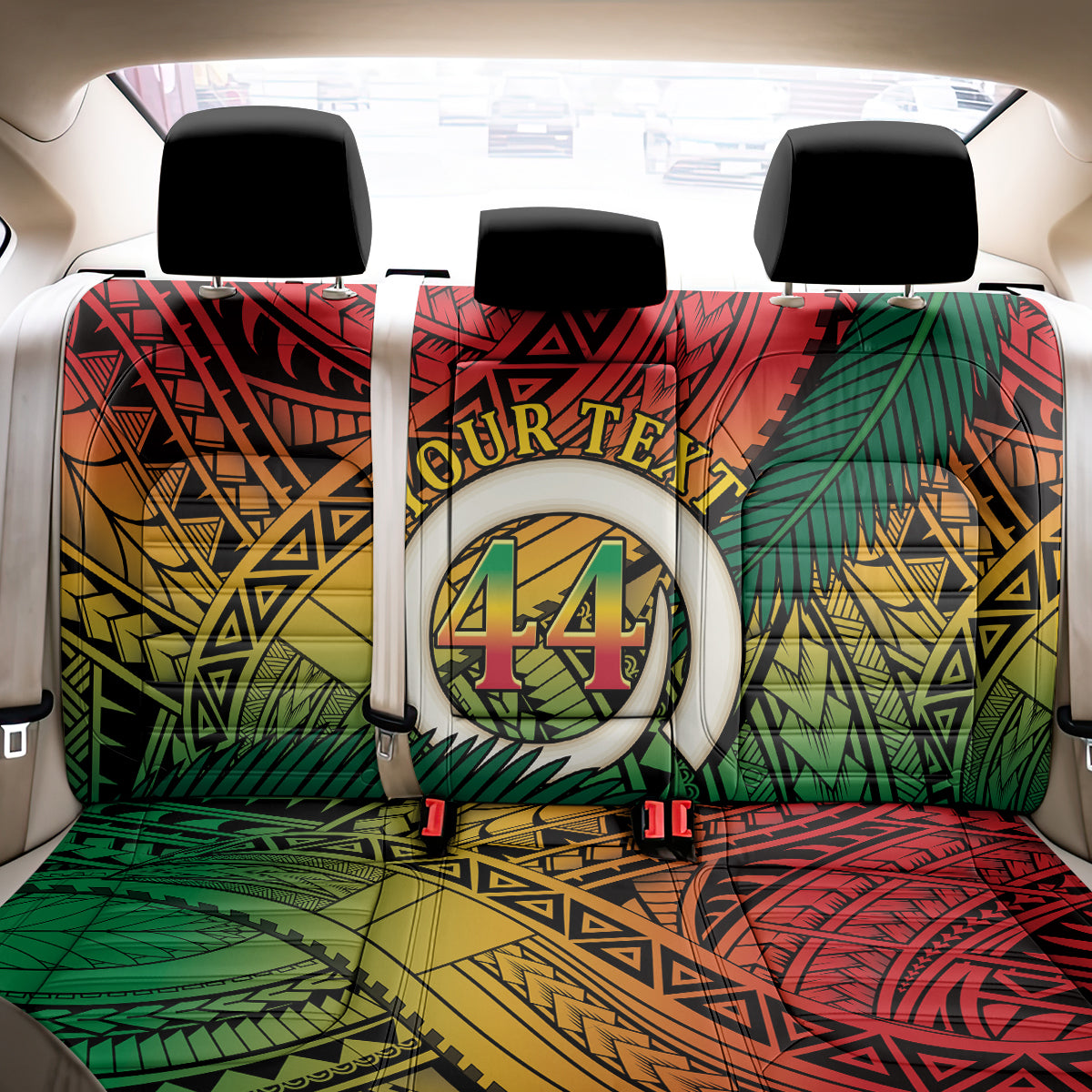 Personalised Vanuatu Yumi 44th Indipendens Dei Back Car Seat Cover Vanuatuan Broad Tusk with Polynesian Tribal LT9 - Polynesian Pride