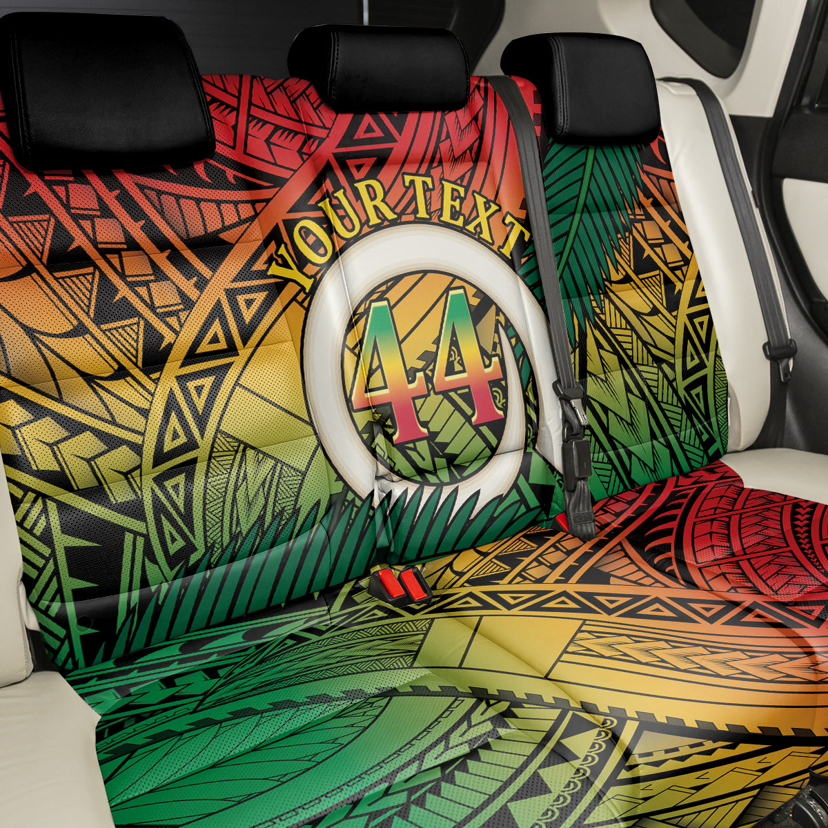 Personalised Vanuatu Yumi 44th Indipendens Dei Back Car Seat Cover Vanuatuan Broad Tusk with Polynesian Tribal LT9 - Polynesian Pride