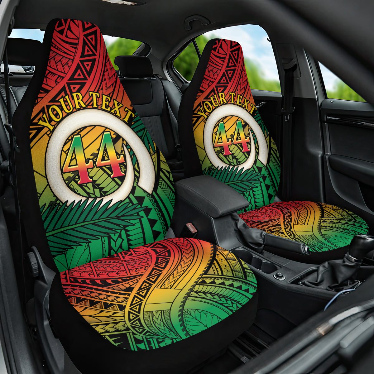 Personalised Vanuatu Yumi 44th Indipendens Dei Car Seat Cover Vanuatuan Broad Tusk with Polynesian Tribal LT9 One Size Reggae - Polynesian Pride